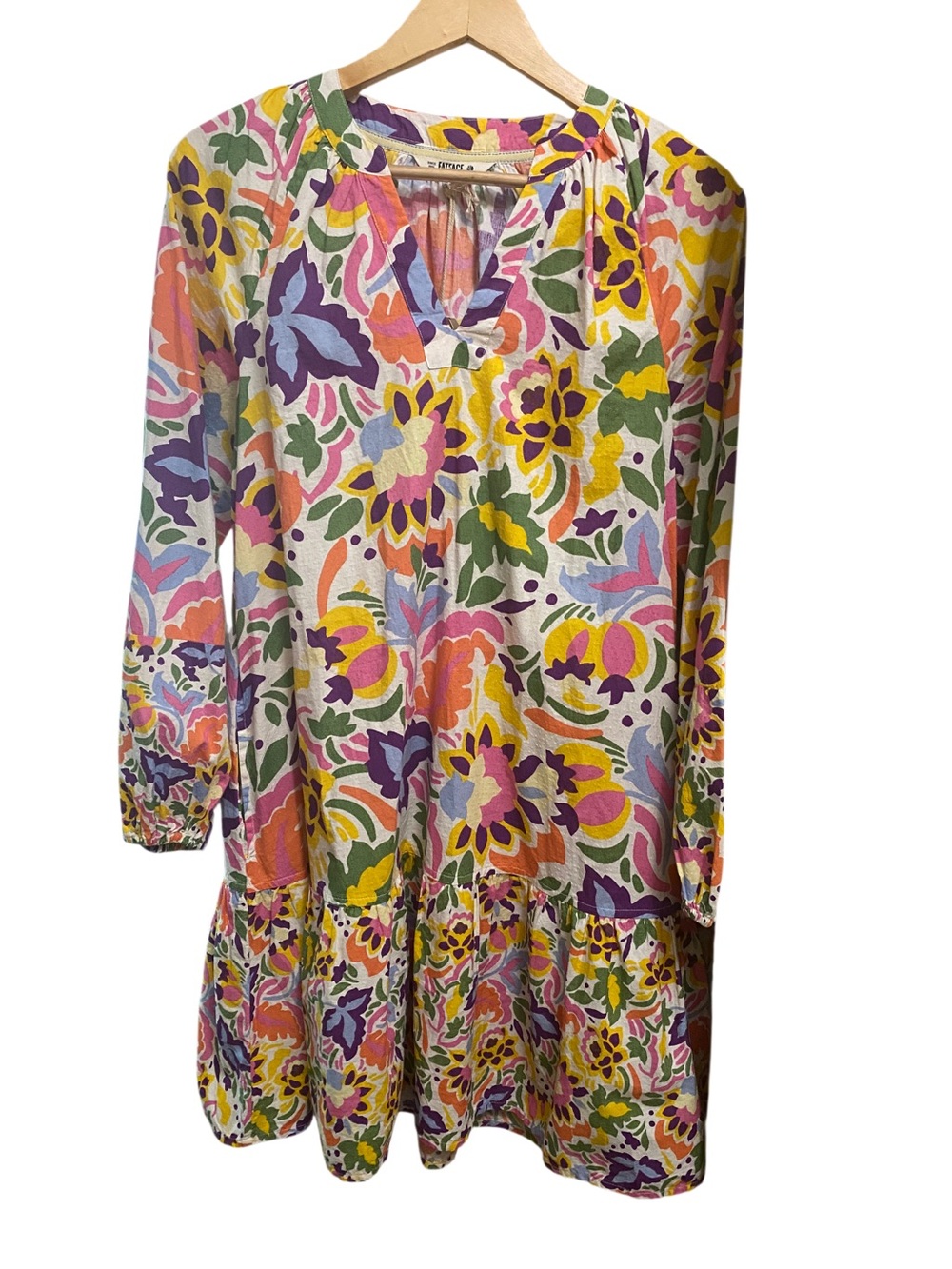 FatFace Bright Multi Floral V-Neck Tunic